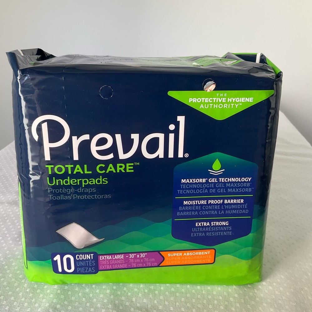Prevail Total Care Disposable Underpad Heavy Absorbency Polymer 30X30" 10 pads